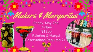 Makers & Margaritas – A Fiesta for Your Creative Side! 🎨🍹
Join us for a fun-filled evening of creativity, margaritas, and all-around good vibes at Color Me Mine on Friday, May 2nd from 7:00 PM to 9:00 PM! It’s the perfect way to kick off your Cinco de Mayo celebrations with a Makers & Margaritas twist!
For just $12 per person, you’ll get everything you need to create your own personalized pottery masterpiece, plus enjoy a refreshing margarita and some tasty chips and salsa!
We have hundreds of items on our shelves for you to choose from! Pottery will be chosen and paid for the night of the event! *Everyone attending must paint their own piece of pottery (It's no fun to just watch😉)
Get your friends together, channel your creativity, and enjoy a margarita as you design something unique that will be fired to perfection.
This event is 21 and up only, and reservations are required to ensure a spot at the party. Don’t wait — sign up today to secure your seat at this Cinco de Mayo-themed creative event! Call 508-539-8500 to sign up!
We can’t wait to see you there! 🎉